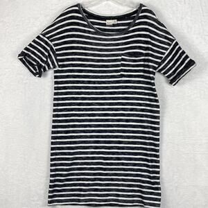 Roxy Shirt Dress Womens S Black White Stripe Coastal Beach Nautical Preppy